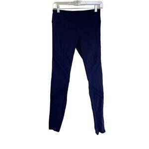 ALO Yoga Navy Blue Mesh Panels Leggings